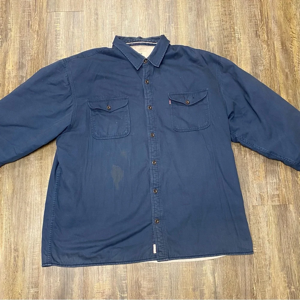 Levi's Men's Sherpa Blue Button Up Insulated/fleece Outdoor Chore Jacket Size 3X - Picture 15 of 16